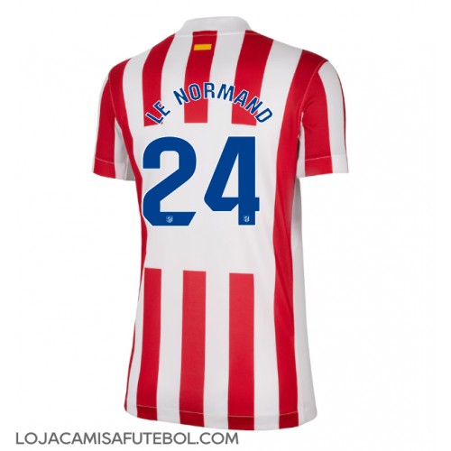 Camisa de Futebol Atletico Madrid Robin Le Normand #24 Equipamento Principal Mulheres 2025-26 Manga Curta
